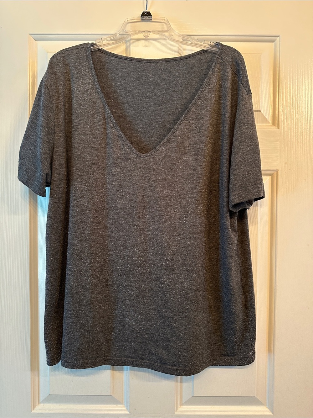 Soft V-Neck Short Sleeve Tee — Charcoal Gray